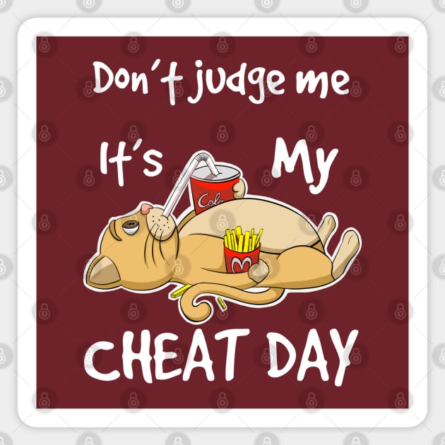 Cheat day cat Sticker by MerchBeastStudio